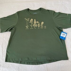 Olive Green Botanical Print Women's Short Sleeve Tee